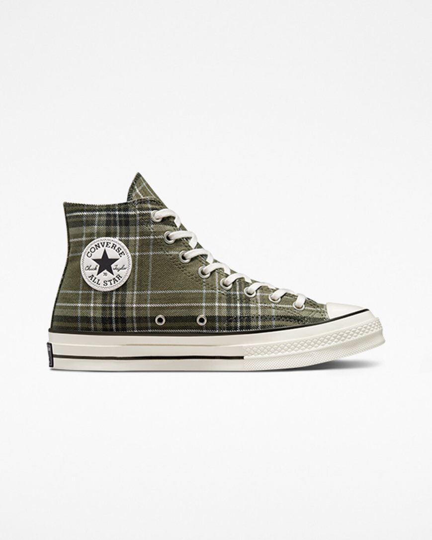 Dámské Boty Vysoké Converse Chuck 70 Tartan Olivy Zelené Černé | CZ LZJT67